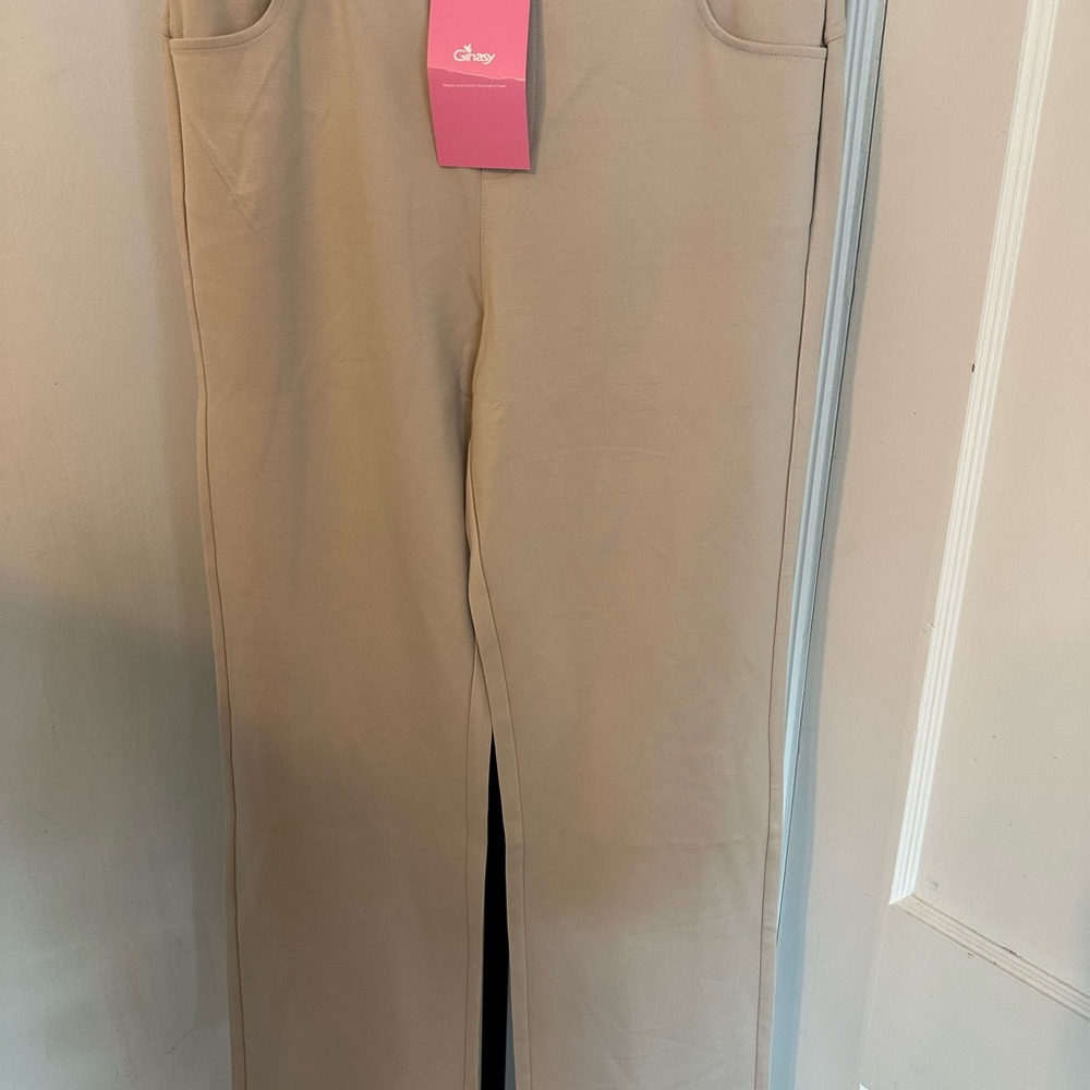 NEW Women's Straight Leg Pants - Tan size is extra large brand is GINASY